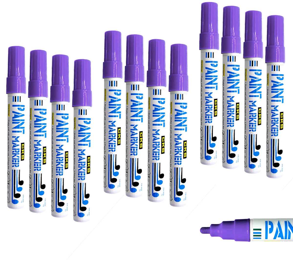 Kit 12 Unids Caneta Permanente CKS Paint Marker Cor Lilás