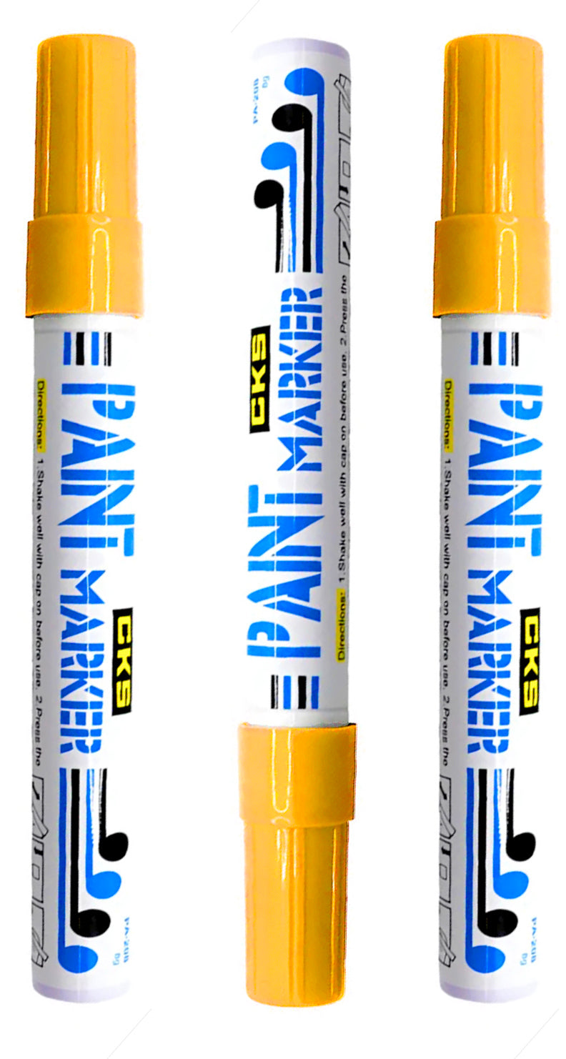 Kit 3 Canetas Permanente CKS Paint Marker Amarela